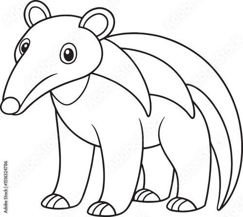 Cute Tapir Coloring Page Printable Animal Vector Illustration