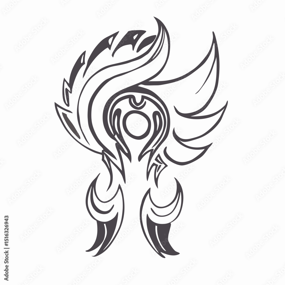 Fototapeta premium tribal tattoo design with wings