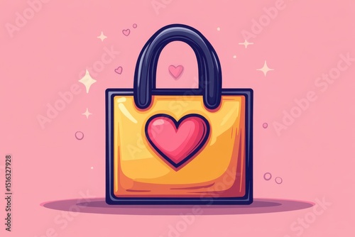 Shopping bag with heart symbol against pink background, perfect for Valentine's Day gifting ideas