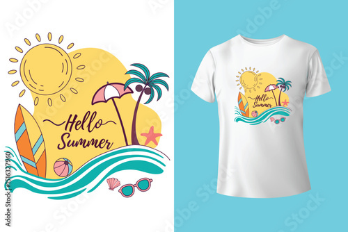 Summer T-Shirt Design – Beach Vibes, Sunshine, and Tropical Holiday Graphic Tee