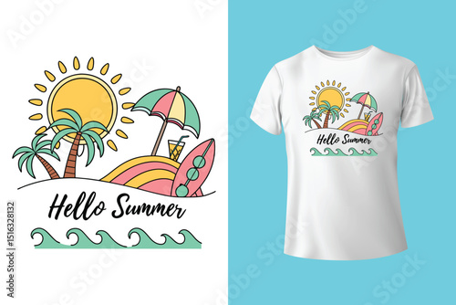 Summer T-Shirt Design – Beach Vibes, Sunshine, and Tropical Holiday Graphic Tee