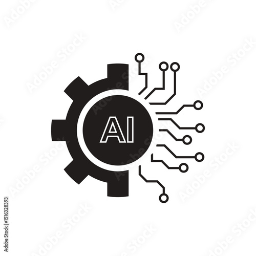 AI technology vector digital icon