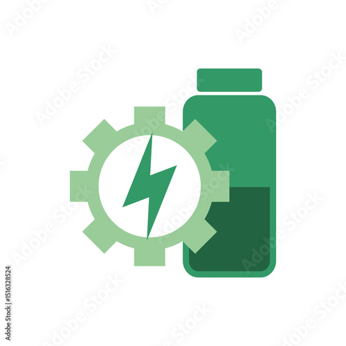 Energy and Technology Gear, Battery, and Power Icon