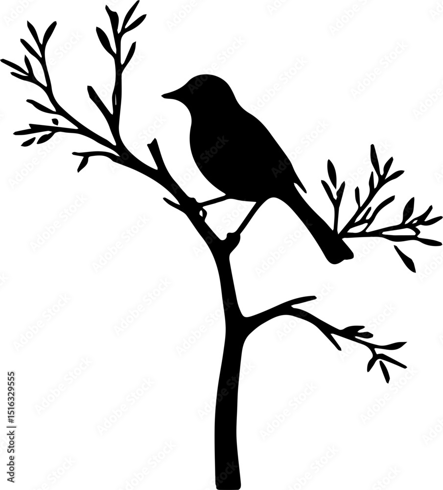 silhouette of a bird on a branch