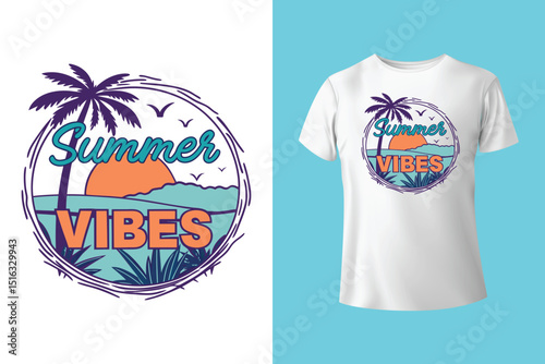 Summer T-Shirt Design – Tropical Beach, Sunshine, and Vacation Graphic Tee