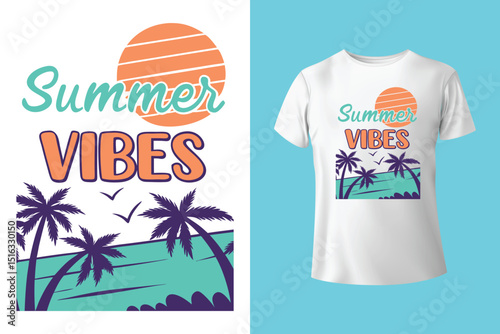 Summer T-Shirt Design – Tropical Beach, Sunshine, and Vacation Graphic Tee