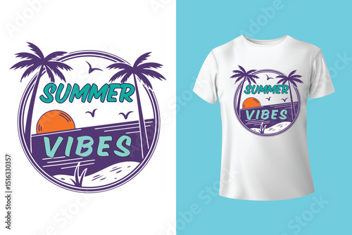 Summer T-Shirt Design – Tropical Beach, Sunshine, and Vacation Graphic Tee