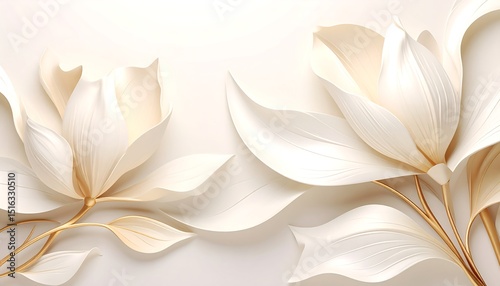 Elegant White Flowers with Gold Stems.