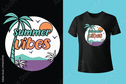 Summer T-Shirt Design – Tropical Beach, Sunshine, and Vacation Graphic Tee