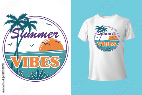 Summer T-Shirt Design – Tropical Beach, Sunshine, and Vacation Graphic Tee