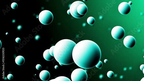 3D spheres float and move across a gradient background in this abstract animation. The motion is dynamic and smooth, creating a digital and futuristic atmosphere. 