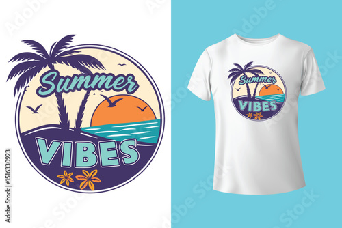 Summer T-Shirt Design – Tropical Beach, Sunshine, and Vacation Graphic Tee