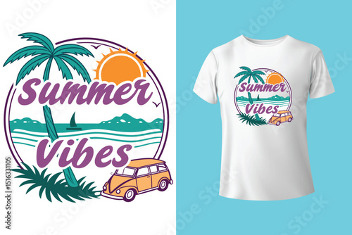 Summer T-Shirt Design – Tropical Beach, Sunshine, and Vacation Graphic Tee
