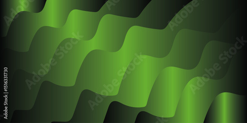 Wallpaper Abstract dark green,black, wavy shapes are creating a modern Template for Banner, Website, and ads vector.