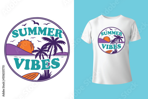 Summer T-Shirt Design – Tropical Beach, Sunshine, and Vacation Graphic Tee