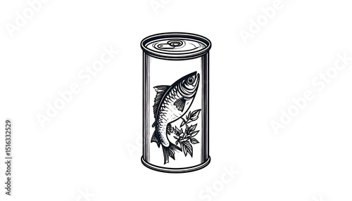 Canned Fish with Vintage Design.