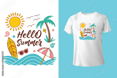 Summer T-Shirt Design – Tropical Beach, Sunshine, and Vacation Graphic Tee