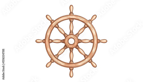Wooden Ship Wheel with Nautical Design.