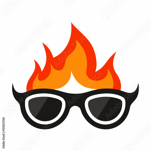 Flame-shaped sunglasses vector icon on white background.