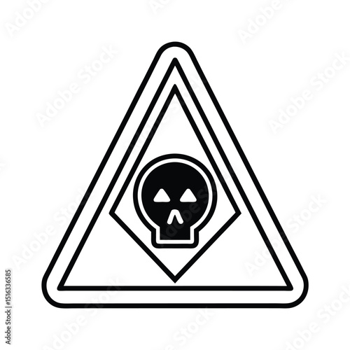 Monochrome vector illustration depicting a skull warning sign displaying hazardous or dangerous content