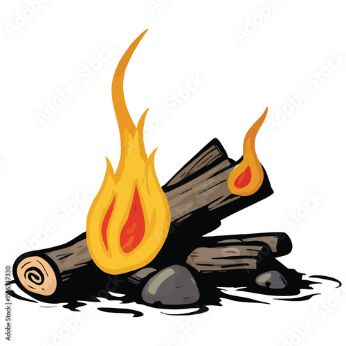 Fire Clipart in Ink and Charcoal Style Includes Campfire Torch and Match Flames. campfire clipart. burning fire in the form of a fire