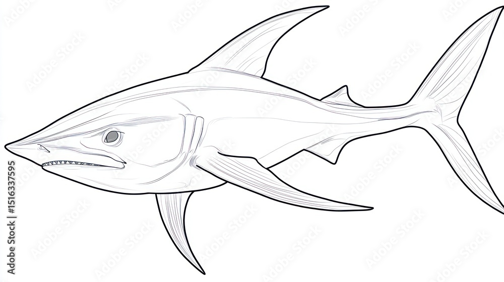 Fototapeta premium Side view of a shark drawing