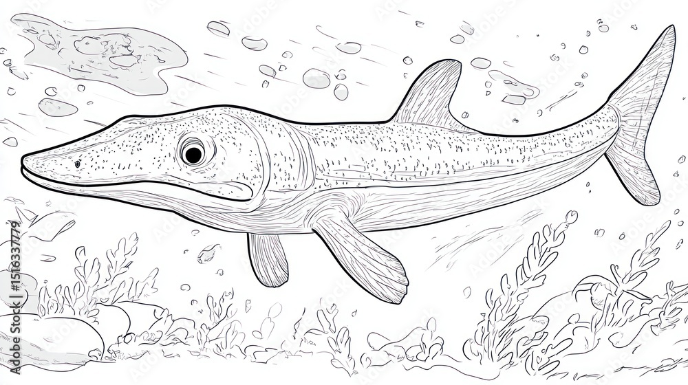 Fototapeta premium Fossil fish illustration