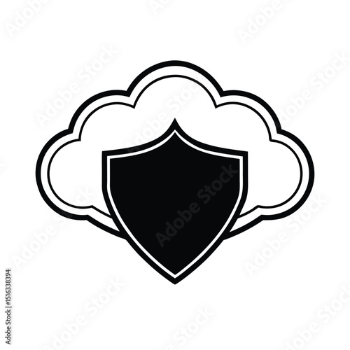 Cloud computing security shield illustration representing data protection and online safety in digital networks