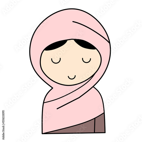 Muslim Woman Vector Cartoon