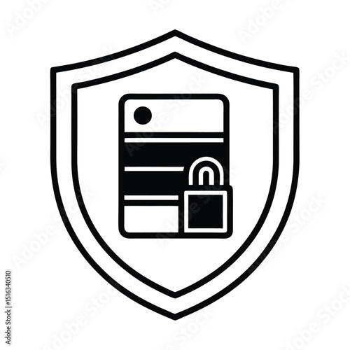 Secure data protection concept with a shield and a lock illustrating online information safety