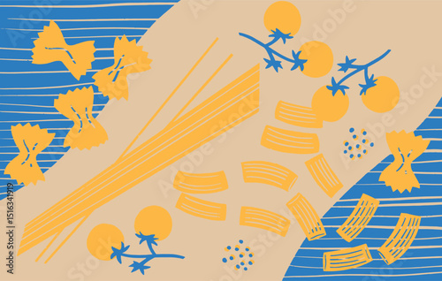 Pasta Noodles Cooking Illustrations Food