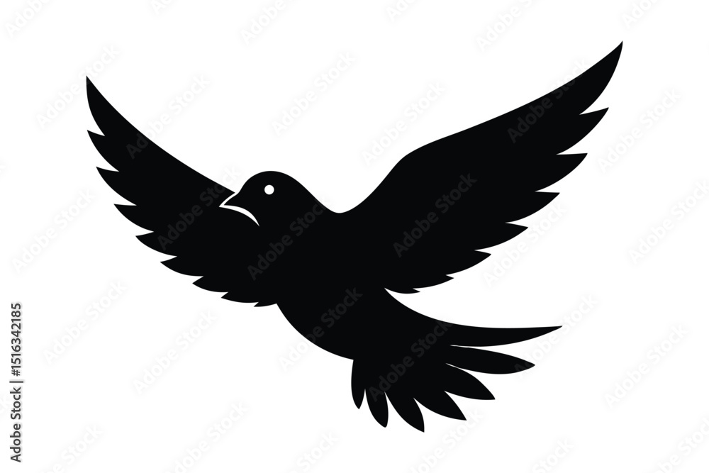 Fototapeta premium Dove bird flying silhouette ideal for peace and tranquility themed designs vector illustration.