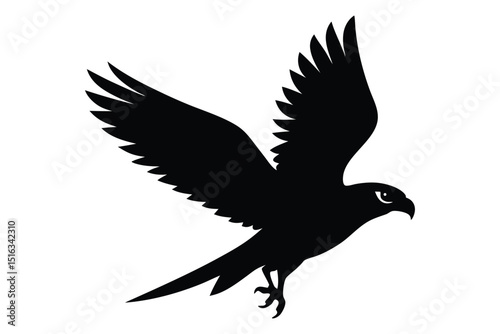 Graceful falcon flying silhouette perfect for sports and wildlife branding vector illustration.