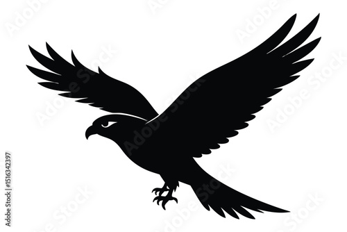 Falcon flying silhouette ideal for speed and freedom themed designs vector illustration.