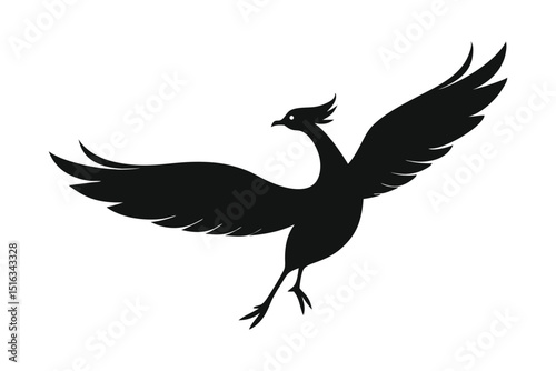 Peacock flying silhouette perfect for nature and bird-themed elegant designs vector illustration.