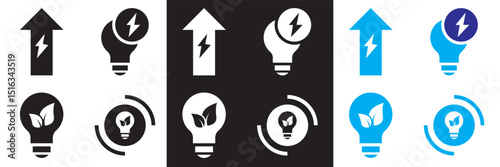 Energy saving and efficiency icon.  Vector for websites, mobile interfaces, presentations, banner, visual branding etc. Vector illustration. isolated on white and black background. EPS 10