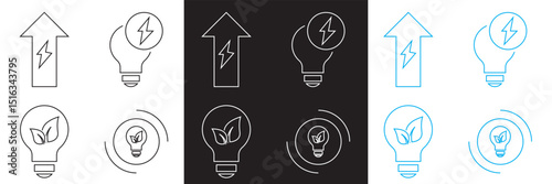 Energy saving and efficiency icon.  Vector for websites, mobile interfaces, presentations, banner, visual branding etc. Vector illustration. isolated on white and black background. EPS 10