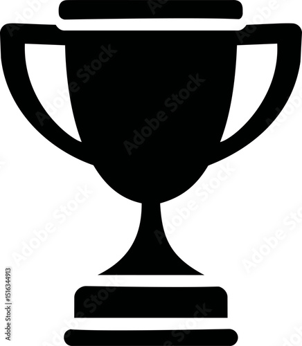 Black silhouette of a trophy cup symbolizing victory and achievement icon. Vector illustration