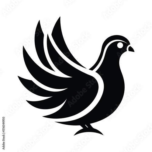 Stylized Black Pigeon Icon. 