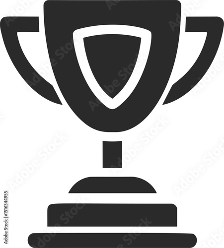 Black trophy cup silhouette on a transparent background. Vector illustration