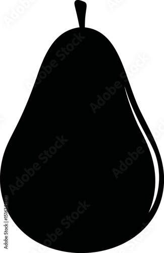 Black silhouette of a pear with smooth curves. Vector illustration