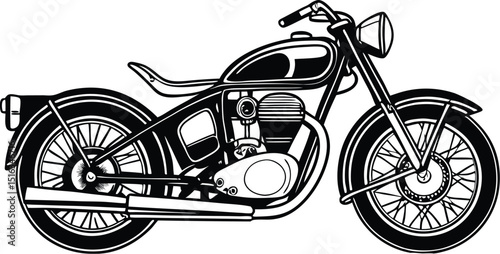 Vintage motorcycle illustration on white background showing sporty and classic design