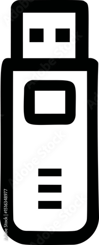 Digital black and white usb stick icon. Vector illustration