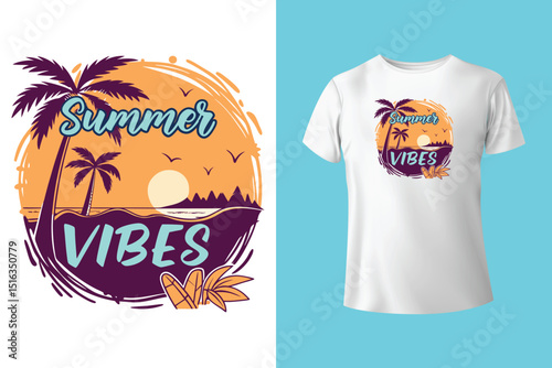 Summer T-Shirt Design – Tropical Beach Vibes and Sunny Vacation Graphic Tee
