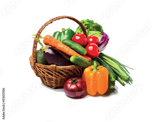 vegetables in a basket vector