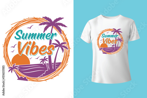 Summer T-Shirt Design – Tropical Beach Vibes and Sunny Vacation Graphic Tee