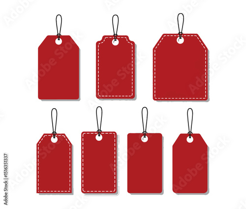 Red Blank Price Tags Set of Eight Customizable Labels for Retail, E-commerce, and Branding