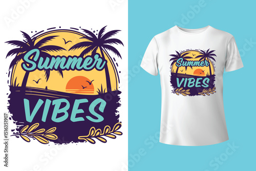 Summer T-Shirt Design – Tropical Beach Vibes and Sunny Vacation Graphic Tee