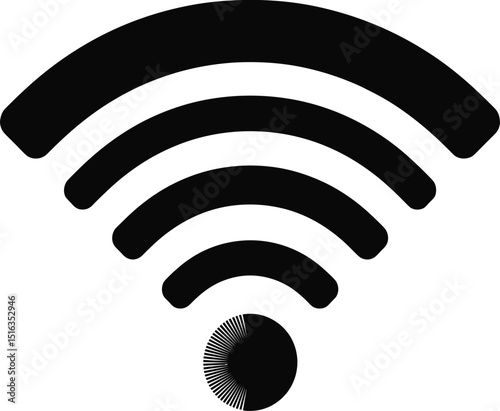WiFi Signal Icon Black Transparent Background, Wireless Network Connectivity Symbol, Internet Access, Digital Communication, Technology, Network Signal Strength, Online Connection, Mobile Devices, Dat