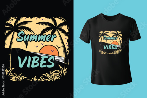 Summer T-Shirt Design – Tropical Beach Vibes and Sunny Vacation Graphic Tee
